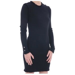 Michael Kors Fringed Merino Wool Dress (navy)